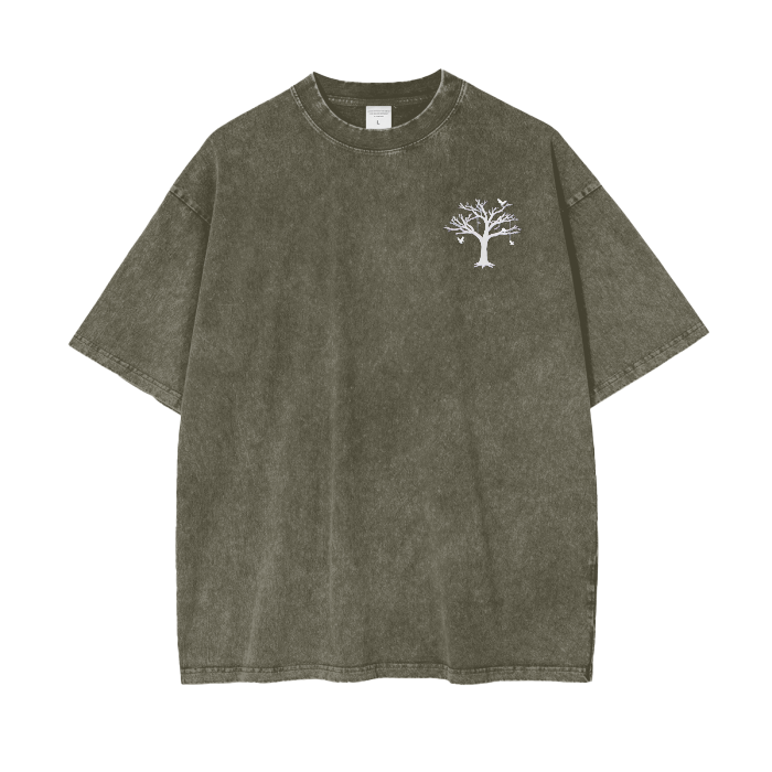 Leafless Conifer V1 Acid Washed Oversize T-Shirt